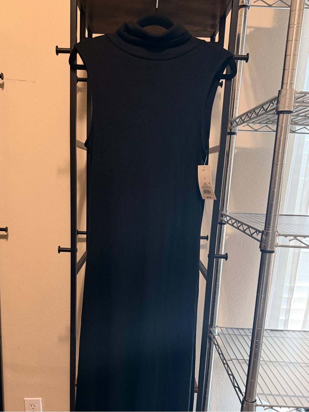 a new day Black Sleeveless Turtleneck Maxi Dress